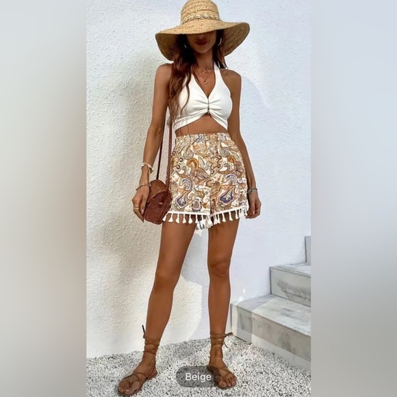 Bohemian Paisley Tassel Shorts - Picture 1 of 14